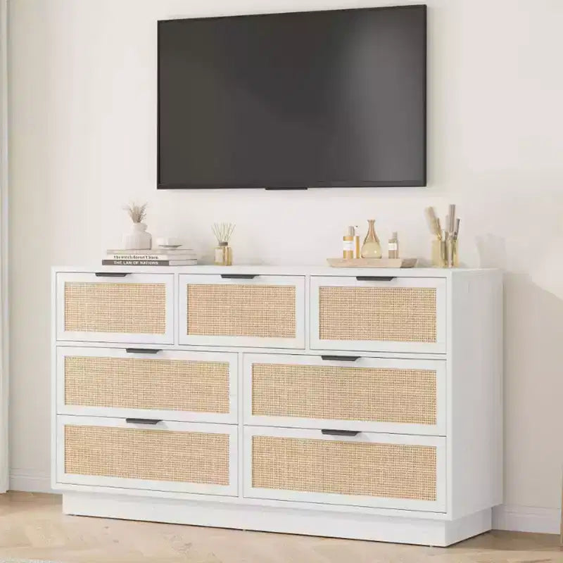 Rattan 7-Drawer Dresser - 55