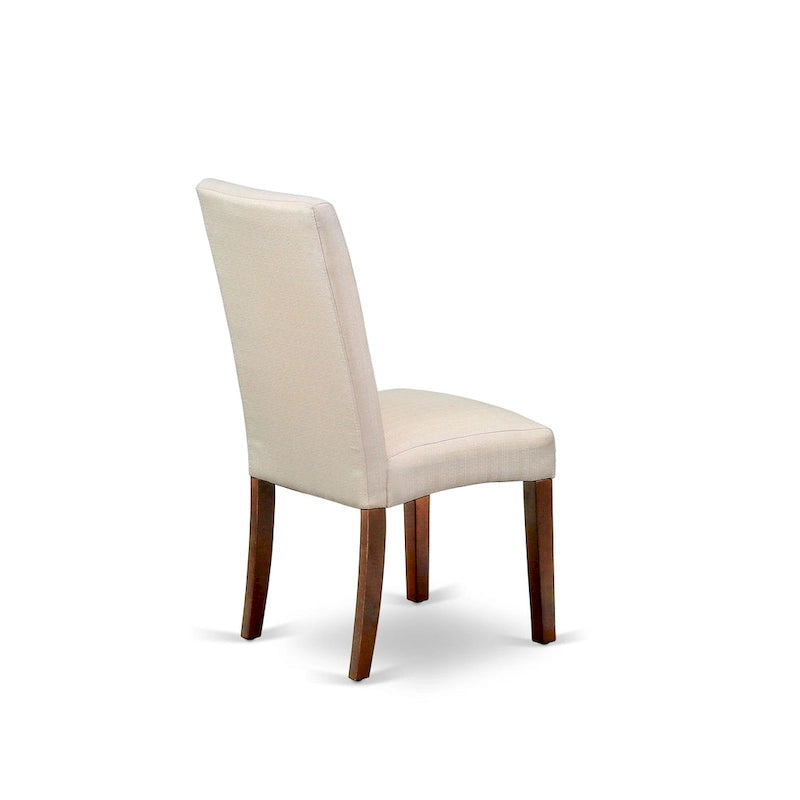 East West Furniture Kitchen Table Set- A Round Dining Room Table and Cream Linen Fabric Parson Chairs, Mahogany (Pieces Options)