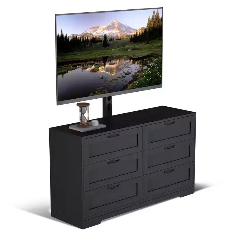 TV Stand with Height-Adjustable Mount & 6-Drawer Dresser – Fits 32–85