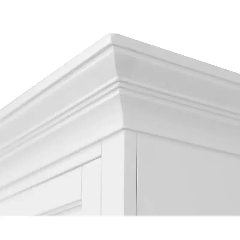 Modern Wood Credenza Desk with Hutch Fully Assembled White - Abby Collection - Martin Furniture