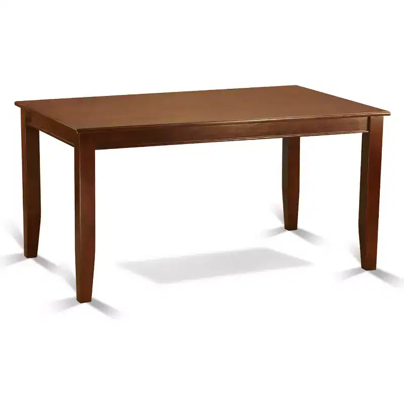 HomeStock Belmont 6Pc Dining Set Includes a Rectangle Dining Table, Four Parson Chairs with Light Fawn Fabric and a Bench, Mahogany Finish