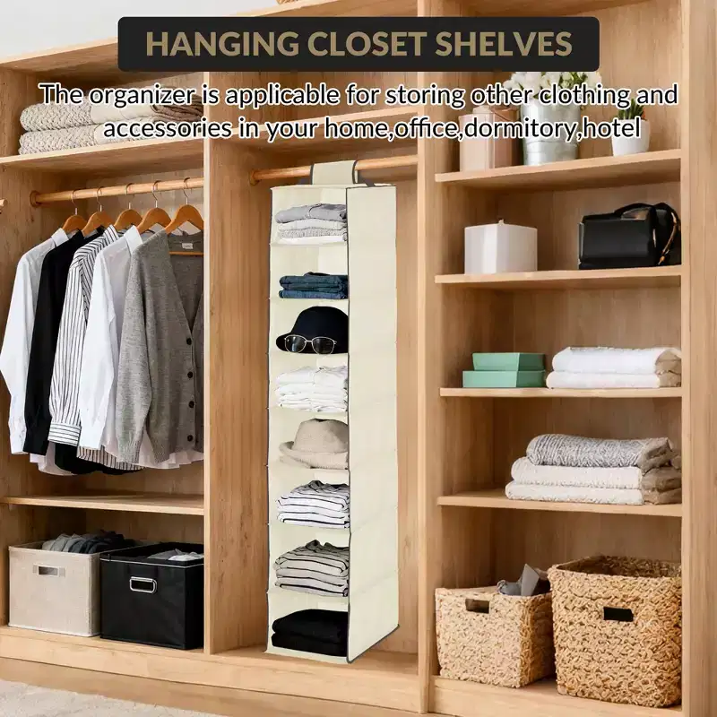 Acekool 3-Pack Hanging Shoe Organizer, 8-Shelf Over-Closet Storage Rack with Hooks