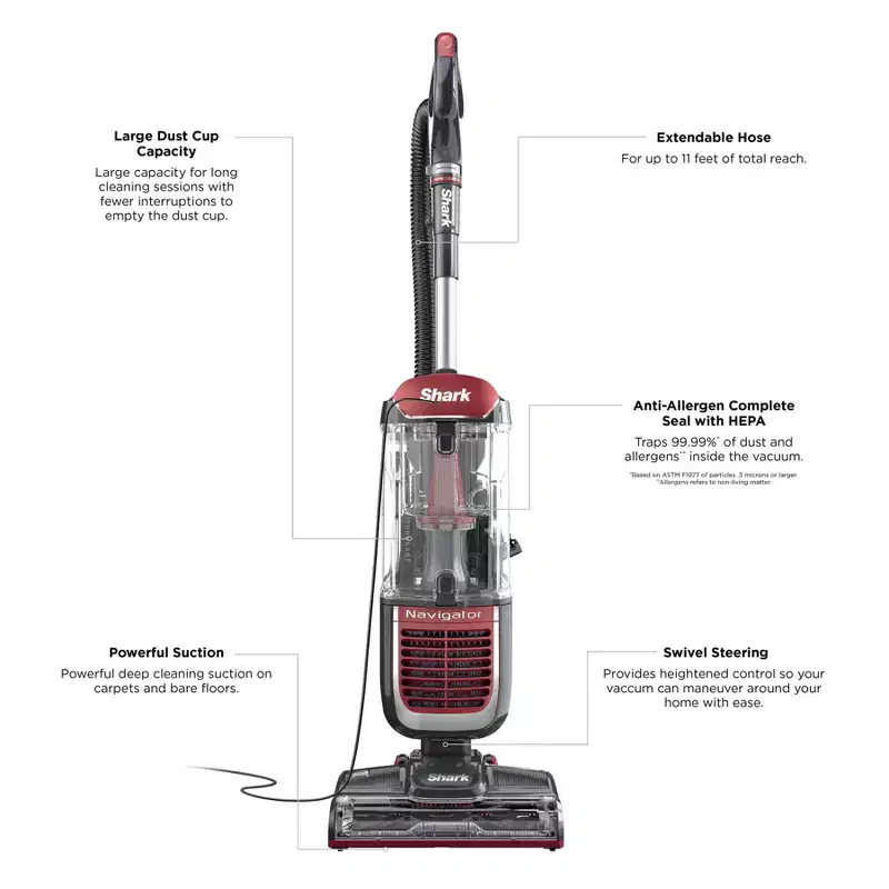 Shark Navigator Swivel Pro Upright Vacuum NV181 12" Cleaning Path Red