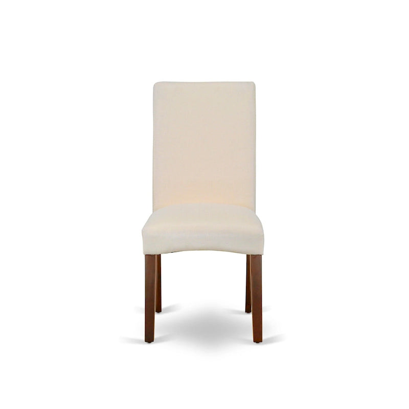 East West Furniture Kitchen Table Set- A Round Dining Room Table and Cream Linen Fabric Parson Chairs, Mahogany (Pieces Options)