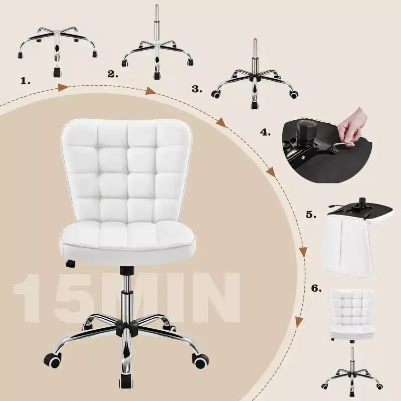 Yaheetech Modern Mid-back Office Chair Armless Desk Chair