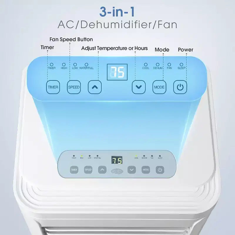 ZAFRO Portable Air Conditioners for Room. Ft Portable Ac Quiet Unit with Cooling, Dehumidifier, Fan, Sleep Mode,Remote Control