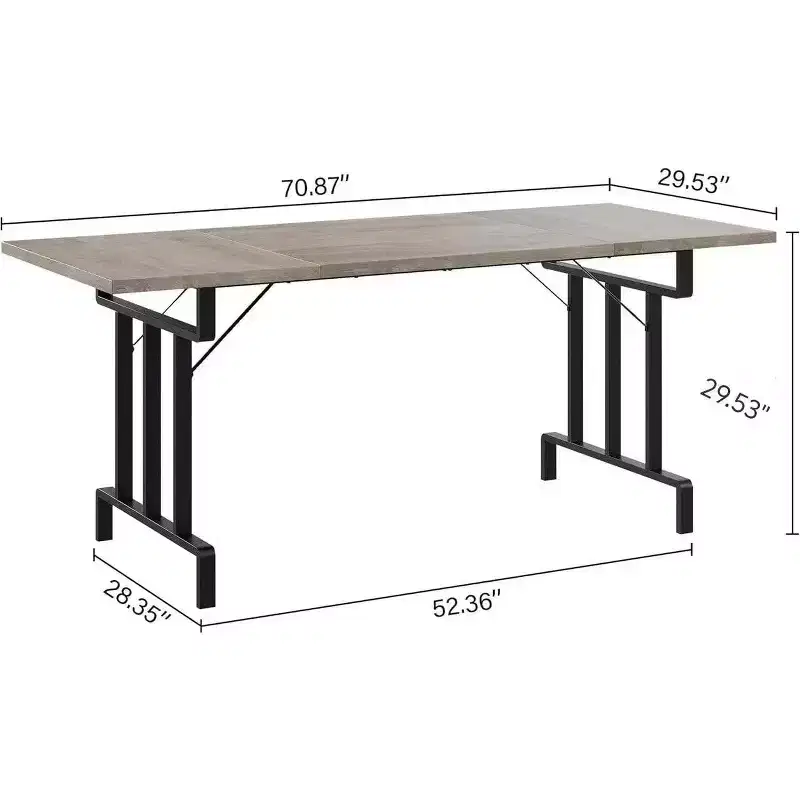 Dining Table, Rectangular Wooden Kitchen Table for 6 70.87,Industrial Farmhouse Kitchen Sets for Dining Room