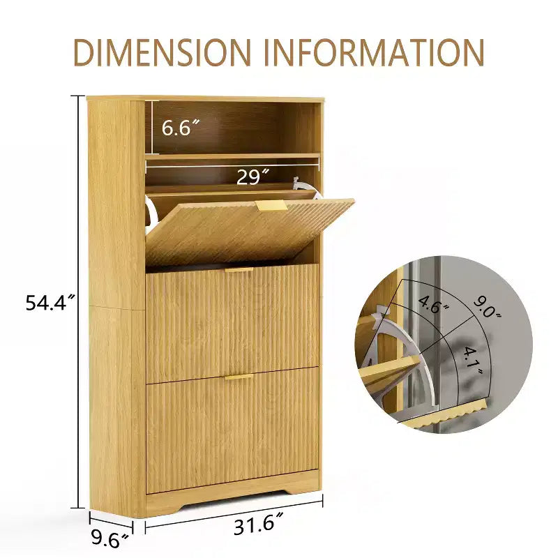 Shoe Cabinet Storage for Entryway with Flip Drawers, Hidden Shoe Organizer Cabinet, Tall Free Standing Shoe Rack