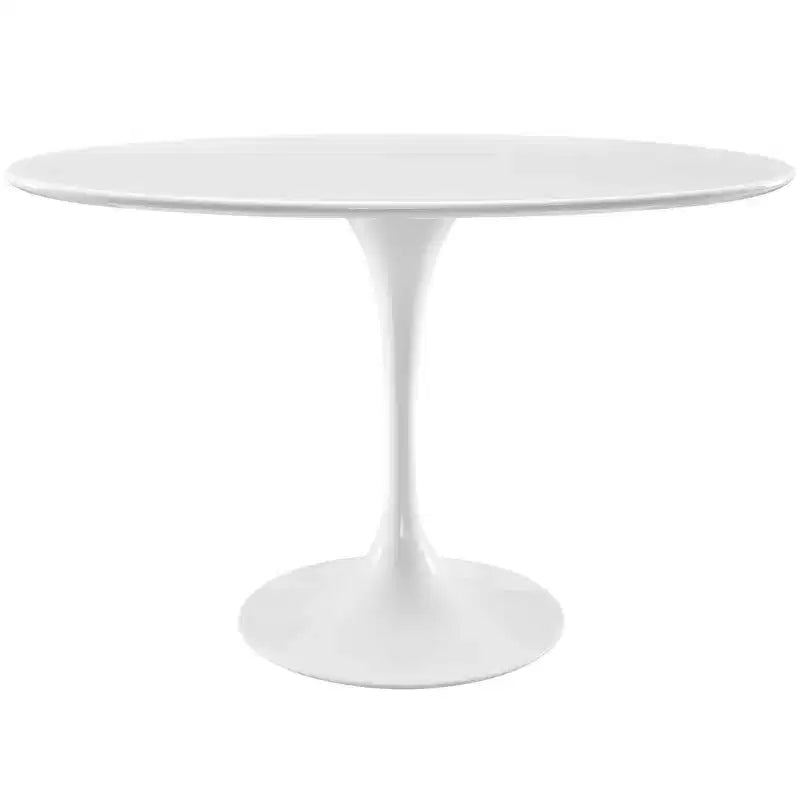 48 Lippa Oval Wood Top Dining Table White - Modway: Sleek Modern Kitchen Furniture, Seats 4