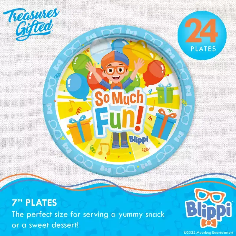 Treasures Gifted Blippi Plates 7in - Blippi Party Supplies - 24 Pack