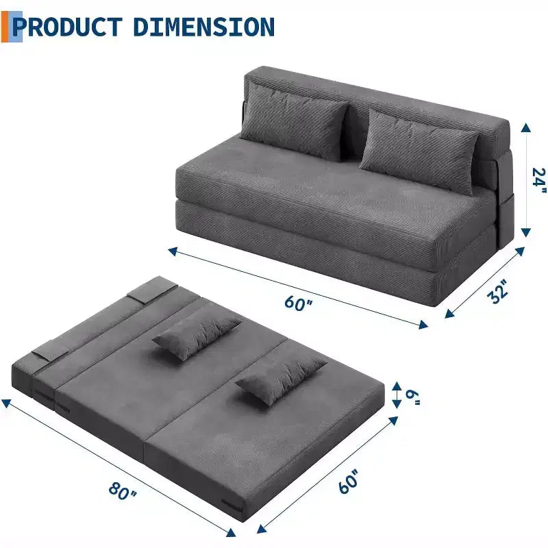 4-in-1 Folding Sofa Bed & Chair, Convertible Sleeper with Tufted Design & Adjustable Backrest