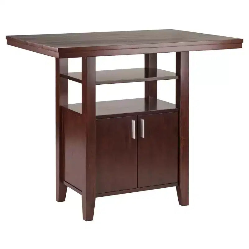 Winsome 3pc Albany Counter Height Dining Set with Ladder Back Stools Walnut: Traditional Style, 4-Seat Rectangular Table