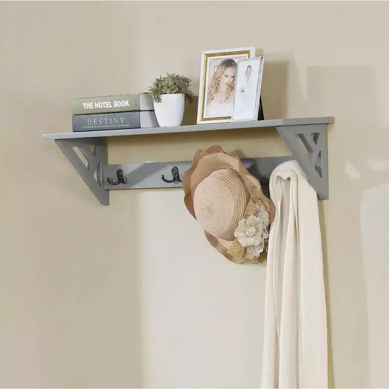 36" Middlebury Coat Hook with Shelf Gray - Alaterre Furniture