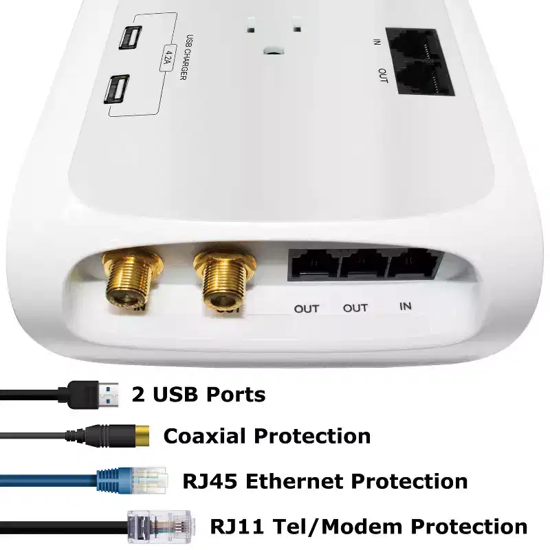 Digital Energy 12-AC Outlet and 2-USB Port 4,200-Joules Surge Protector Power Strip, 6-Ft. Cord with Flat Plug, DEE1-1122, Size: 6 Ft.