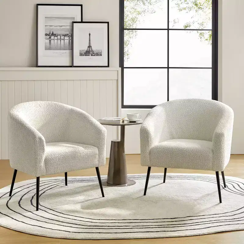Guy Modern Boucle Armchair Set of 2 with metal leg ART OF LIVING DESIGNS