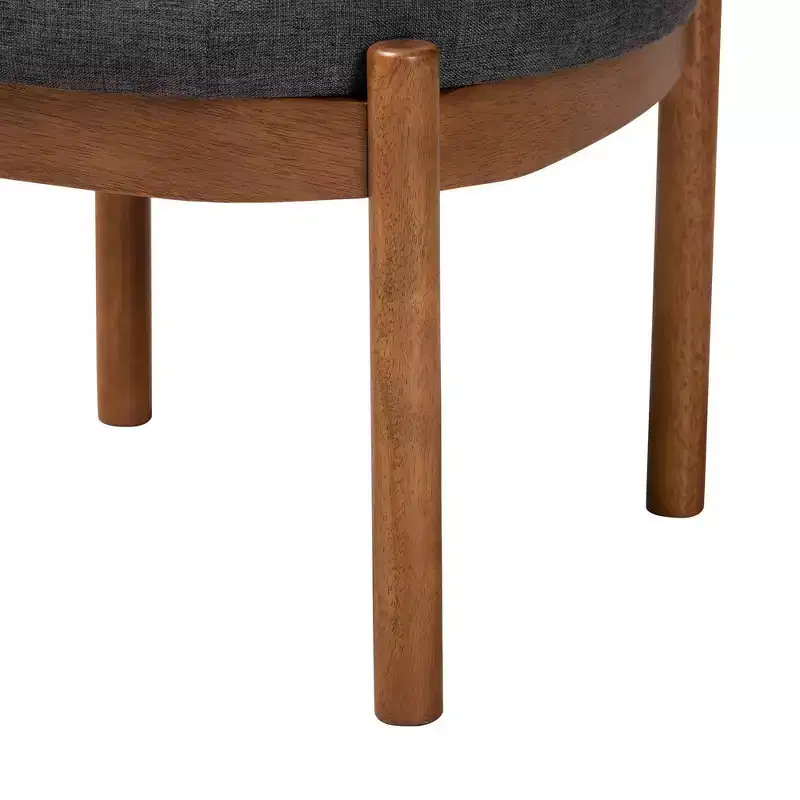 Iliana Fabric and Wood Ottoman Footstool Dark Gray/Walnut Brown - Baxton Studio