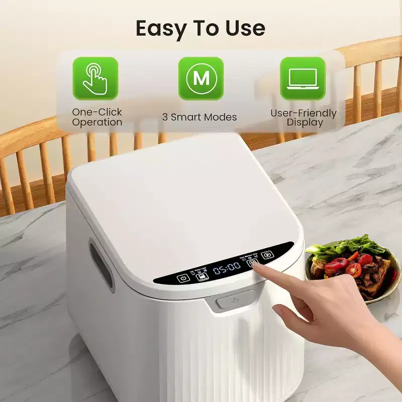 ZAFRO Electric Composter for Kitchen, 2.5/3.5L Smart Countertop Compost Bin with LED Timer Display, Odorless/Auto-Clean, Indoor Compost Bin,White