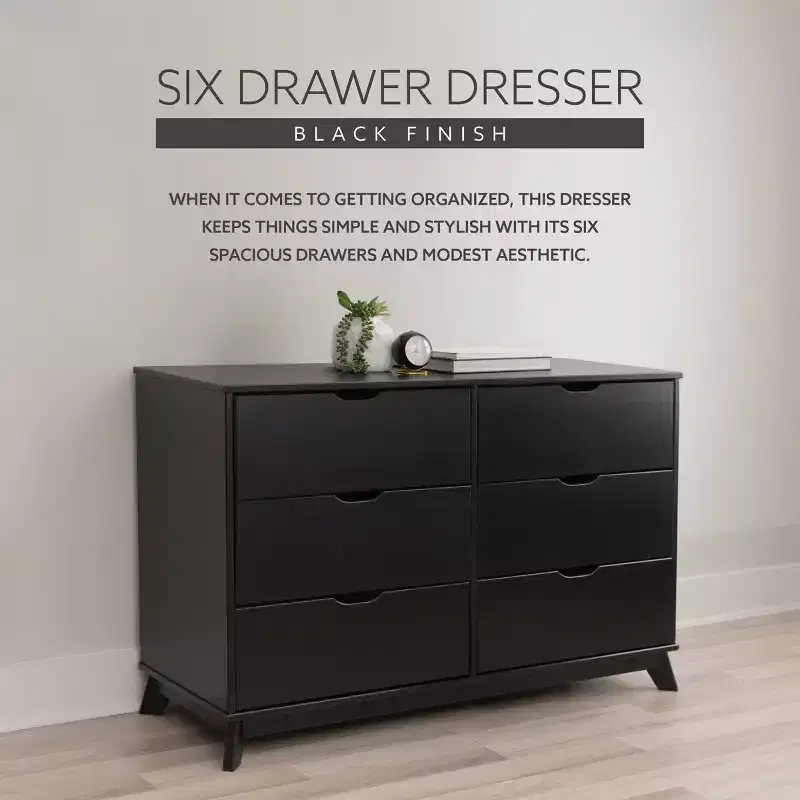 Pensy Solid Wood Mid-Century Modern 6 Drawer Dresser - Powell