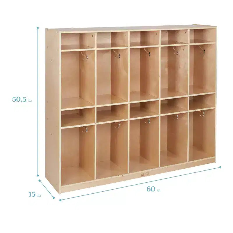 ECR4Kids 10-Section Storage Coat Locker with 10 Tray Compartments, Classroom Furniture