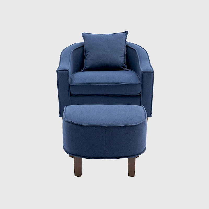Mid-Century Modern Club Accent Chair with Tufted Back and Round Arms
