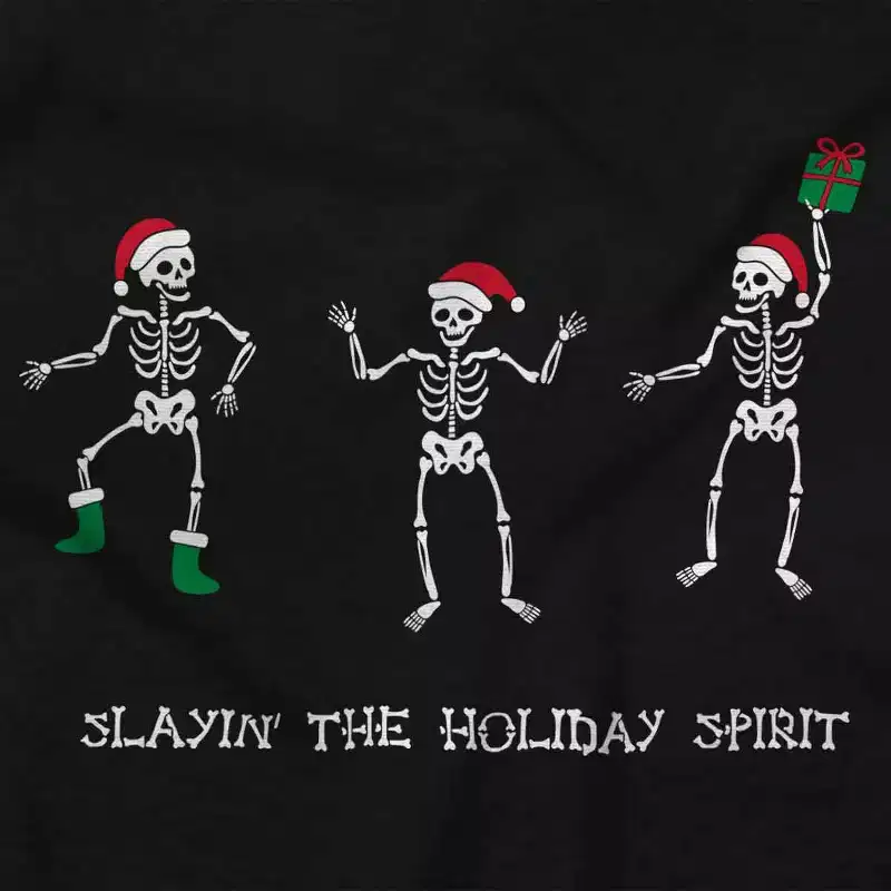 Christmas Skeletons Holiday Spirit Graphic T Shirt Men or Women Brisco Brands