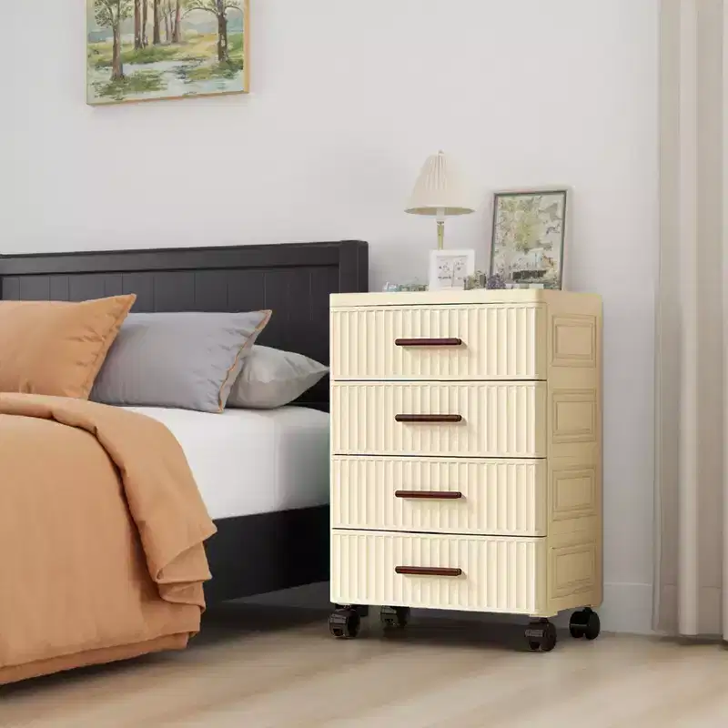 Plastic Storage Box with Wheels, Convenience Storage Box with 5 Drawers, Storage Boxes for Bedroom, Living Room, Desk