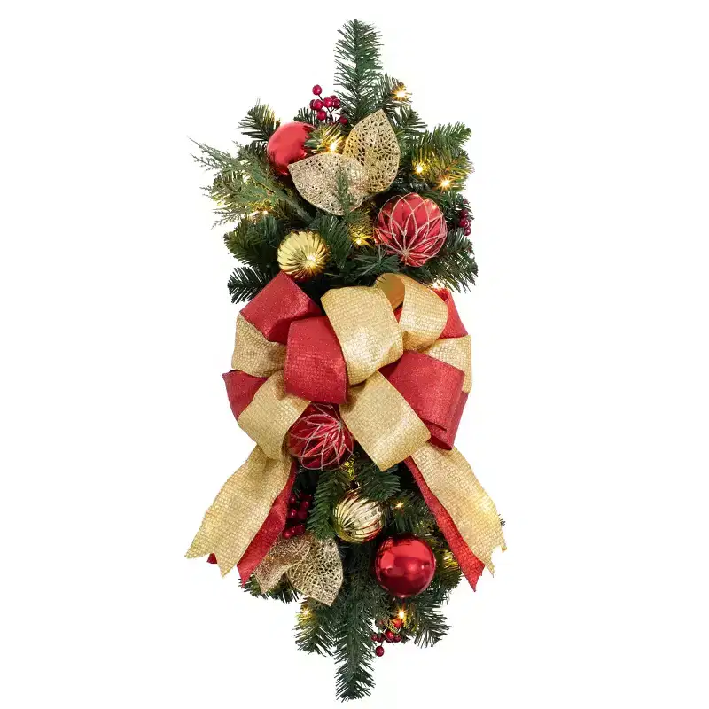 26in Madison Pre-Lit LED Staircase Christmas Artificial Swag - Haute Decor