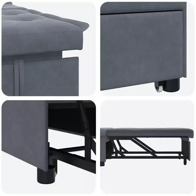 Sofa Bed Dark gray 67 x 194 x 38 cm Velvet