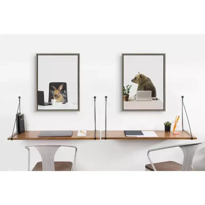 Kate and Laurel Vista Wall Mounted Wooden Desk Shelf