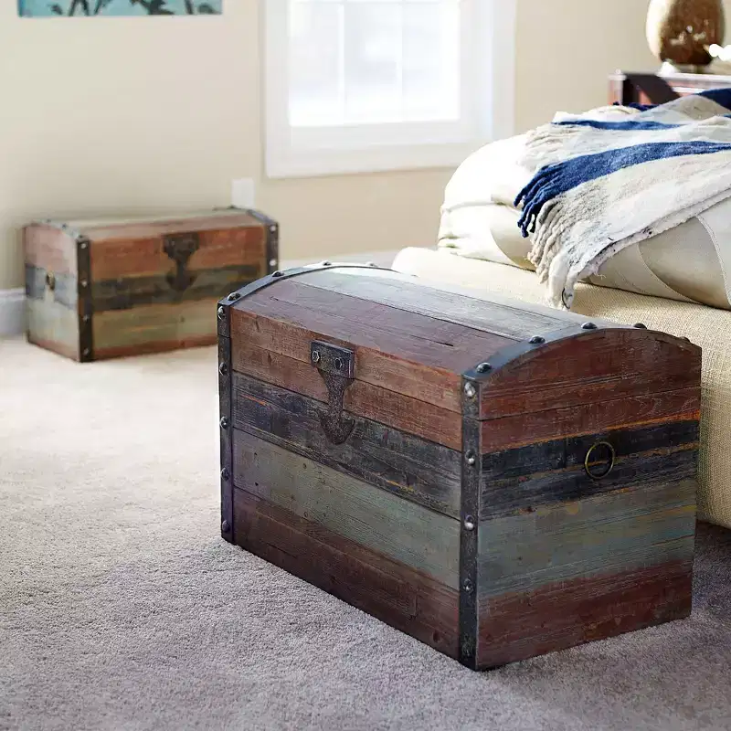 Household Essentials Large Wooden Storage Trunk