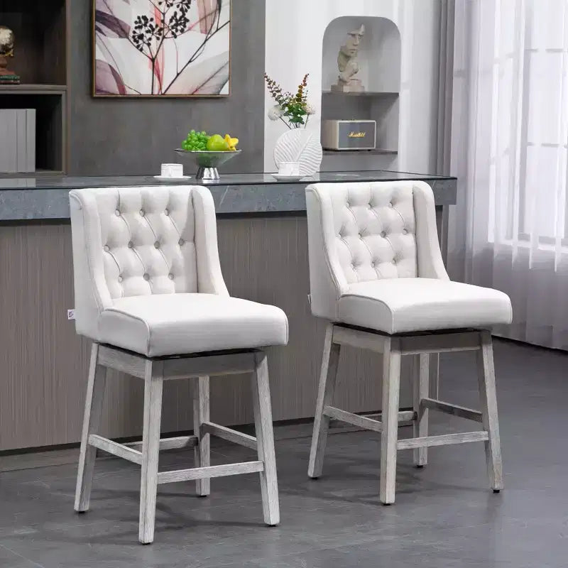 Vatros Counter Height Bar Stools Set of 2, Counter Height Upholstered Barstools, Swivel Bar Stool