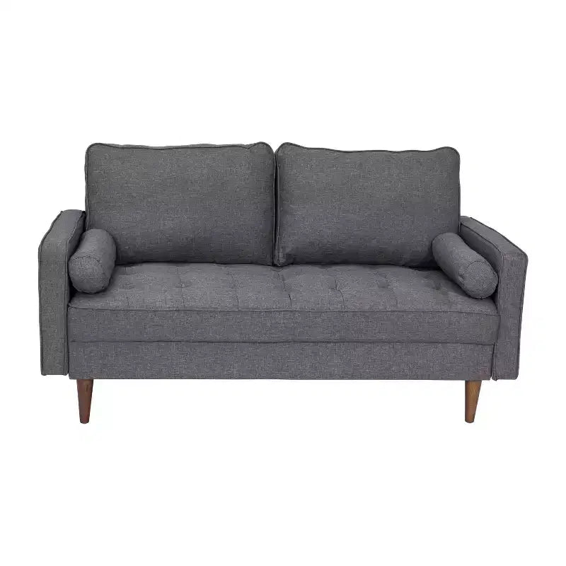 Flash Furniture Hudson Mid-Century Modern Loveseat Sofa with Tufted Upholstery & Solid Wood Legs