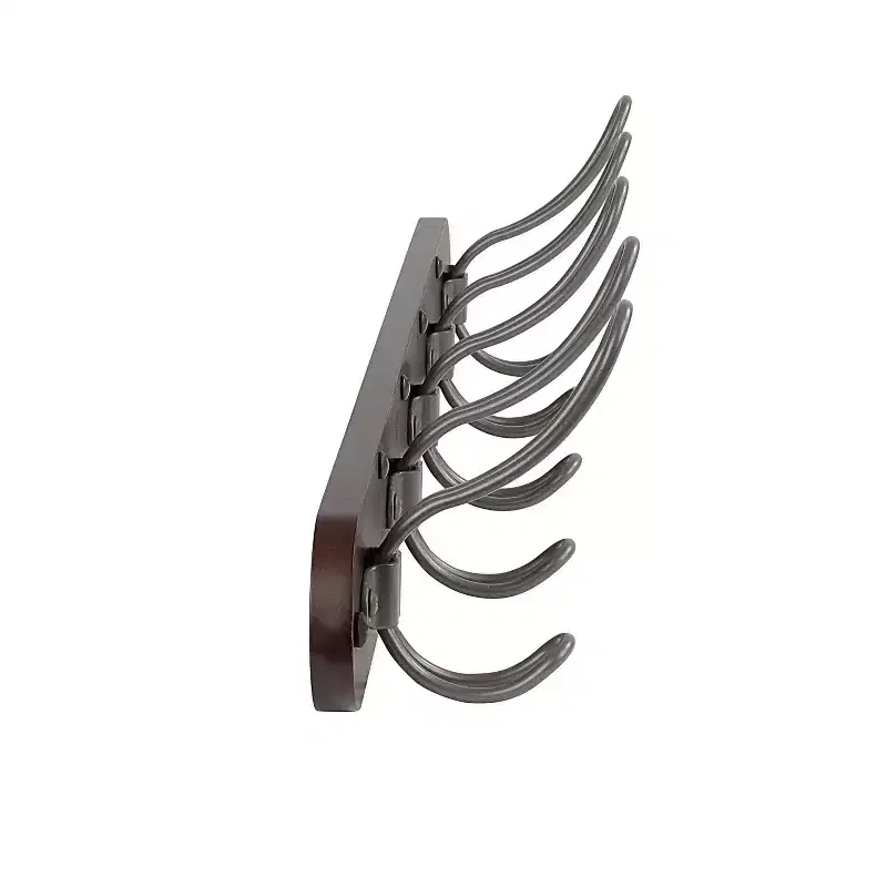 Spectrum Diversified Millbrook Wall Mount 5 Hook Wood Rack: Portable Universal Storage, Metal & Wood, Multicolored