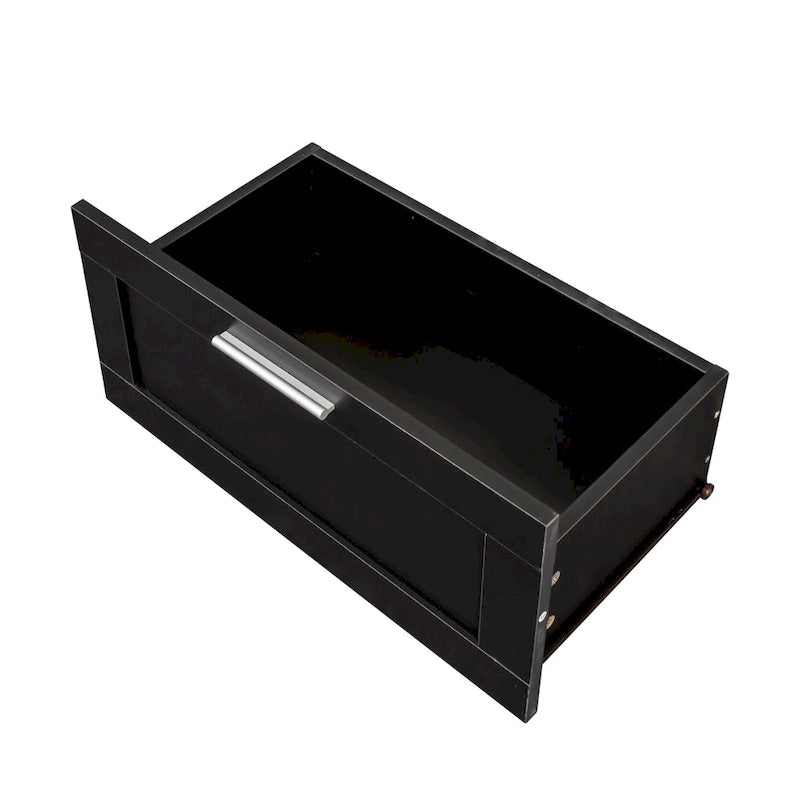 70.87 TV Stand | 3 Open Shelves & 3 Drawers | Black | High-Density Board | Fits 80 TV