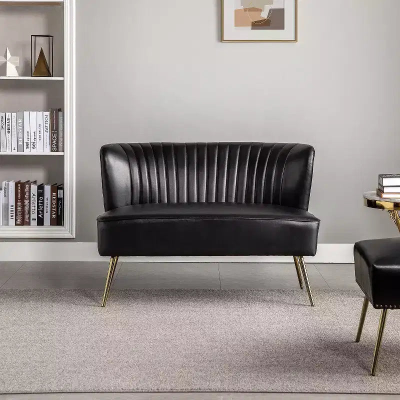 Monica 47 Contemporary Wing back Loveseat for Living Room and Bedroom Comfy Armless 2-Seater Sofa with Metal Legs | KARAT HOME