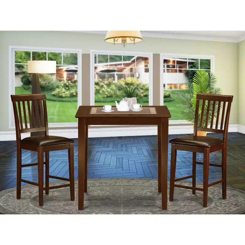 Counter Height Table Set - 3 Piece Dining Set with Stools - Rustic Kitchen Table