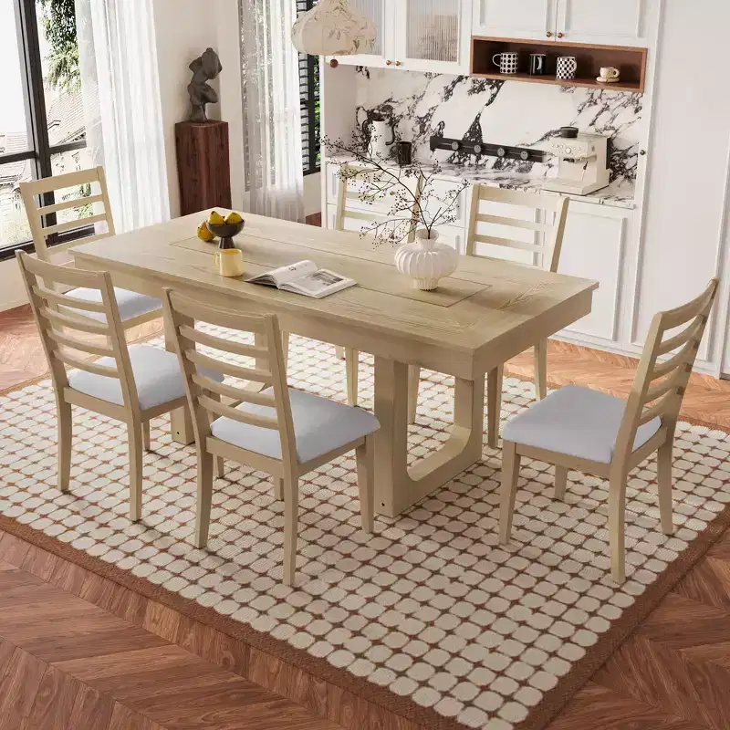 MAYEERTY 7-Piece Extendable Dining Set, 78 Rustic Table & 6 Chairs