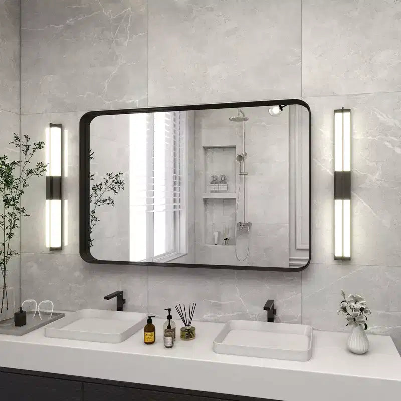HOMLUX Wall Mount Bathroom Mirror Rectangular Vanity Wall Mirror Vertical Horizontal,Black/Gold