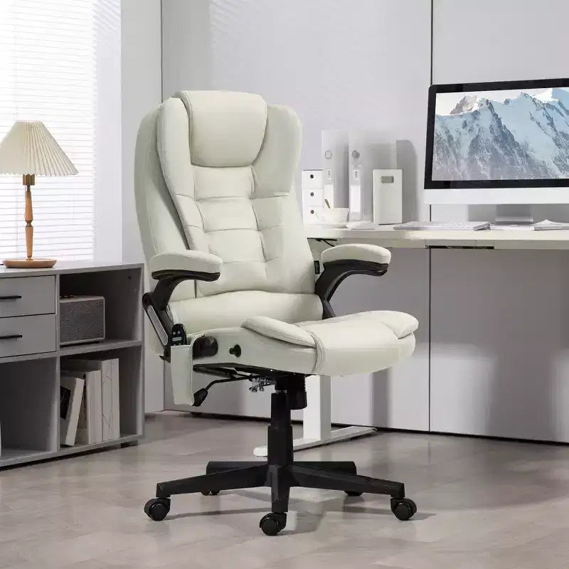HOMCOM 6 Point Vibrating Massage Office Chair with Heat, Microfiber High Back Executive Office Chair with Reclining Backrest, Armrests