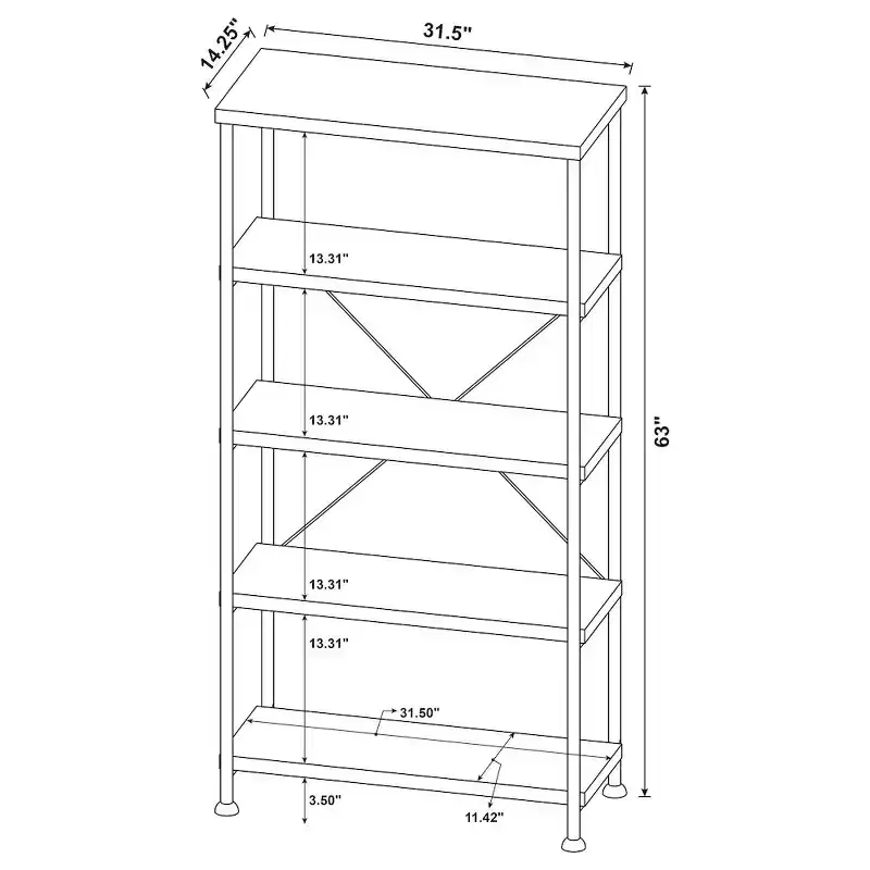 Coaster,Analiese 63-inch 4-shelf Bookshelf Rustic Nutmeg