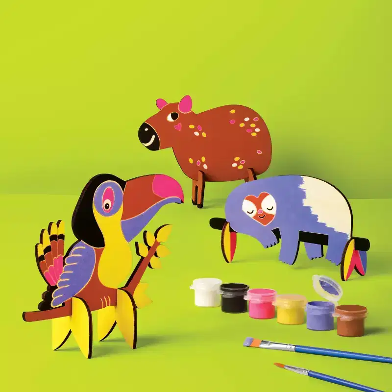 3ct Wood 3D Animal Painting Craft Activity Kit - Mondo Llama™