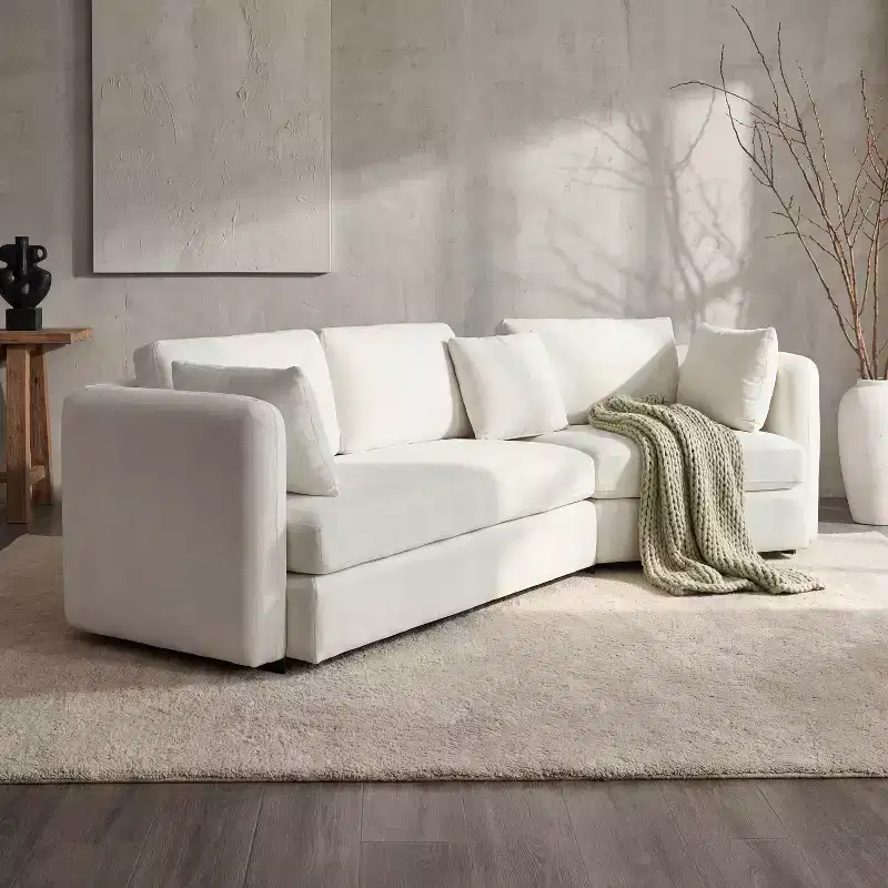 Christopher Knight Home Landon Modern 116.5 Upholstered Curved 3-Seater Modular Sofa with Movable Cushions and 2 Pillows