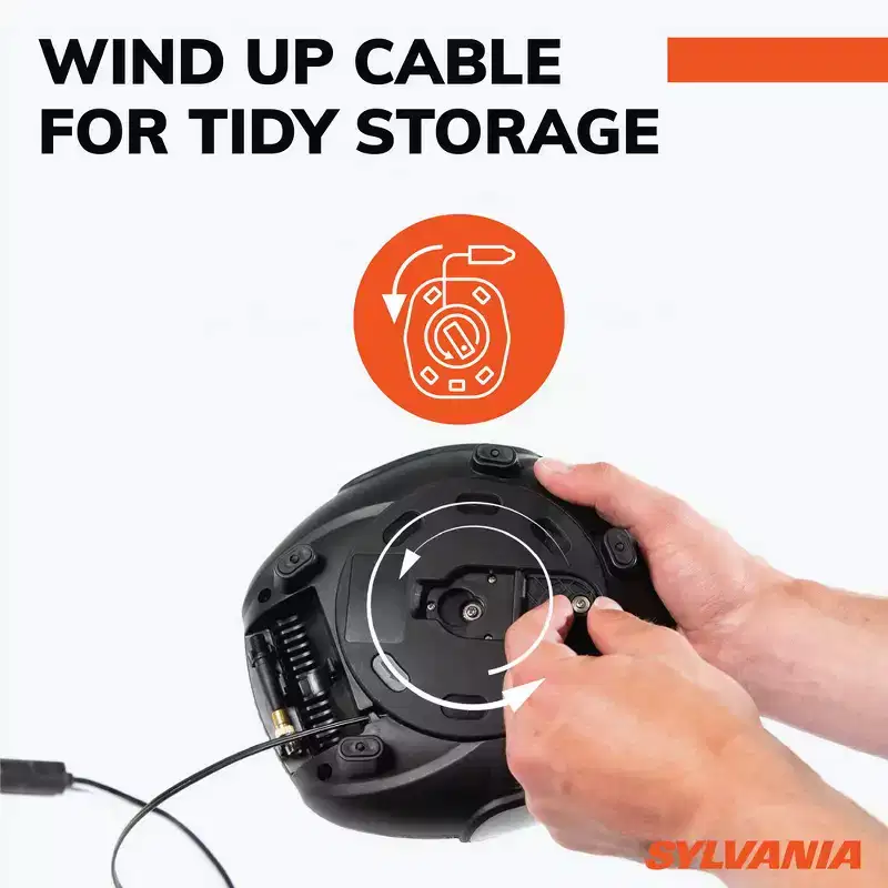 Sylvania Rapid Portable Tire Inflator - Fast Portable Air Compressor - For Cars Tires, Bikes & More - Digital Dial - 3 Piece Adapter Set
