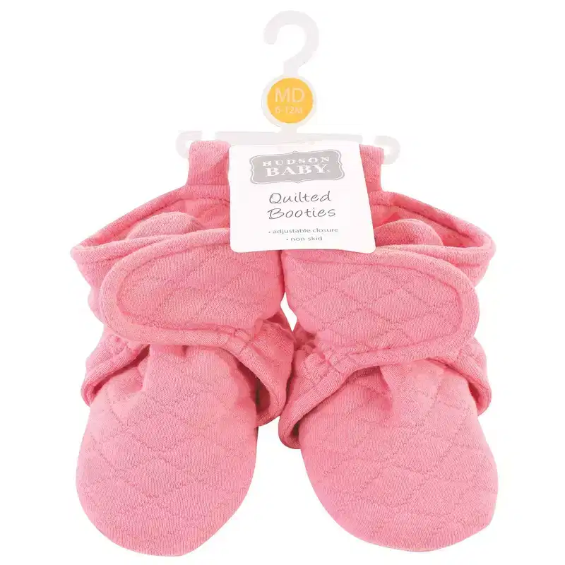 Hudson Baby Infant and Toddler Girl Quilted Booties, Begonia