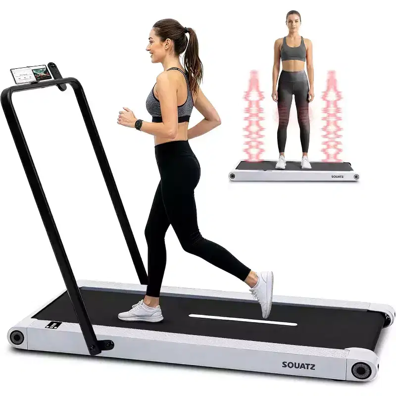 Squatz 2-in-1 Walking Pad with Vibration Plates and Handlebar  White