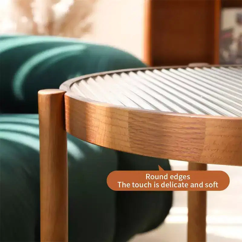 Round Coffee Table Set of 2, Farmhouse Nesting Rattan Style Circular Wooden Stacking Accent Coffee Tables Wooden Frame for Apartment Living Brown