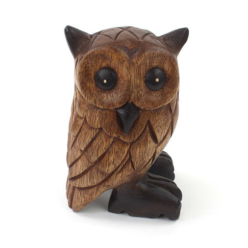 Medium Carved Rain Tree Owl