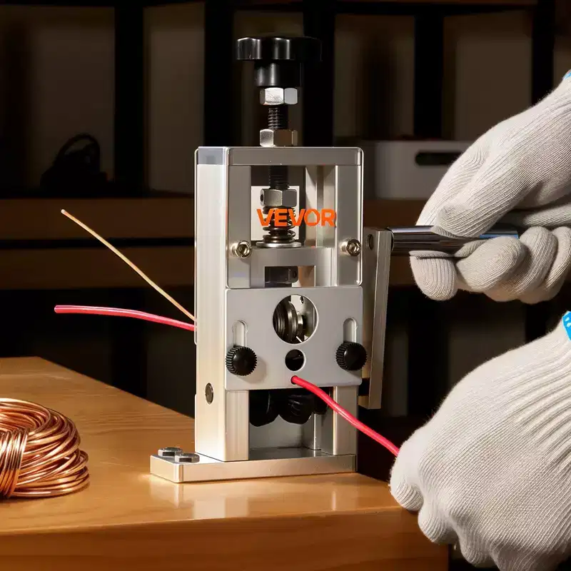 VEVOR Manual Wire Stripping Machine, 0.06-1 in, Copper Stripper with Hand Crank or Drill Powered, 64Mn Quenched Blades, 45# Steel Rollers, Silver