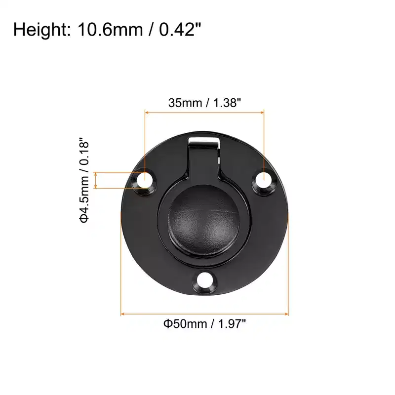 Unique Bargains Zinc Alloy Flush Ring Pull Rectangle Recessed Door Cabinet Pulls with Screws