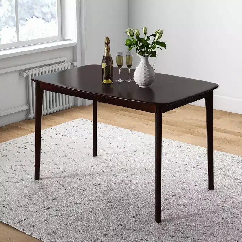 Costway 48 Wooden Dining Table Rectangular Farmhouse Kitchen with Solid Rubber Wood Legs Cherry/Natural